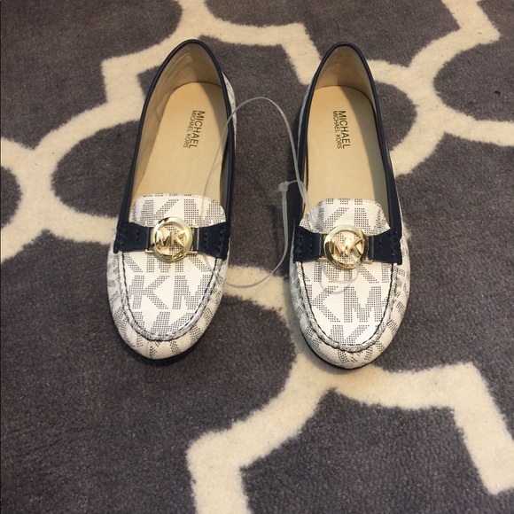 Michael Kors Shoes - White Navy logo Brand new Michael Kors Loafers.